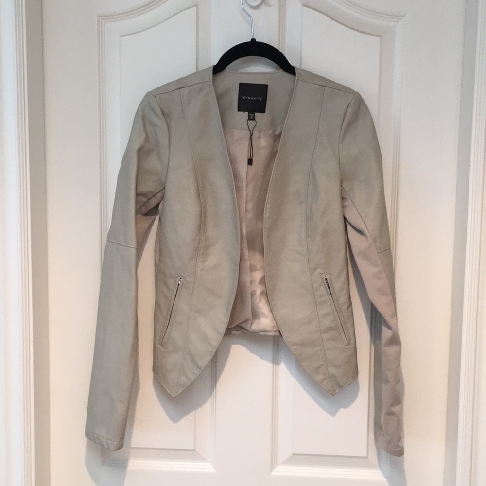 Dynamite Beige vegan  Leather Jacket
